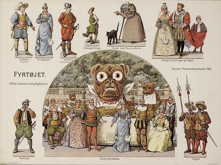 le briquet, conte d`Andersen, théâtre en papier, décor, personnages, marionnettes